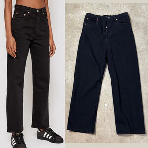 Levi's Ribcage Straight Ankle Jeans Black Women’s Size 29 Button Fly High Rise